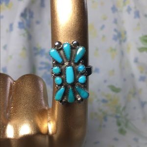 Vintage southwestern style turquoise silver ring